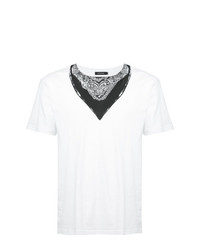 T-shirt à col rond imprimé blanc et noir Loveless