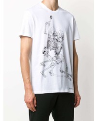 T-shirt à col rond imprimé blanc et noir Alexander McQueen