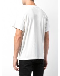 T-shirt à col rond imprimé blanc et noir Amiri