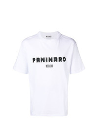 T-shirt à col rond imprimé blanc et noir M1992