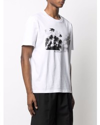 T-shirt à col rond imprimé blanc et noir Moncler