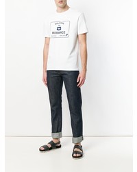 T-shirt à col rond imprimé blanc et noir MAISON KITSUNÉ