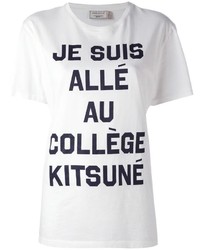 T-shirt à col rond imprimé blanc et noir MAISON KITSUNE