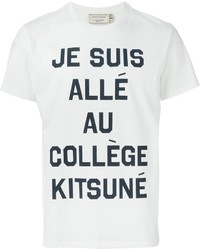 T-shirt à col rond imprimé blanc et noir MAISON KITSUNÉ