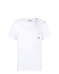 T-shirt à col rond imprimé blanc et noir MAISON KITSUNÉ