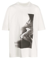 T-shirt à col rond imprimé blanc et noir Maison Margiela