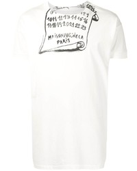 T-shirt à col rond imprimé blanc et noir Maison Margiela
