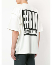 T-shirt à col rond imprimé blanc et noir Miharayasuhiro