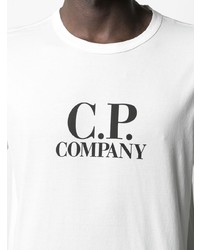 T-shirt à col rond imprimé blanc et noir C.P. Company