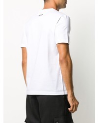 T-shirt à col rond imprimé blanc et noir Les Hommes