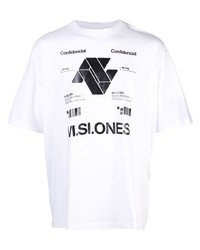 T-shirt à col rond imprimé blanc et noir Marcelo Burlon County of Milan