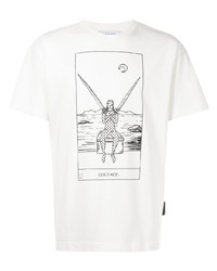 T-shirt à col rond imprimé blanc et noir Marine Serre