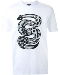 T-shirt à col rond imprimé blanc et noir Markus Lupfer