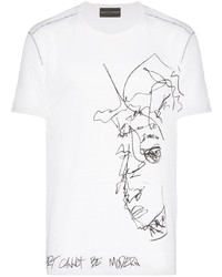 T-shirt à col rond imprimé blanc et noir Martin Diment