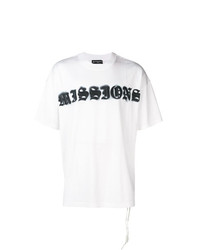 T-shirt à col rond imprimé blanc et noir Mastermind Japan
