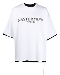 T-shirt à col rond imprimé blanc et noir Mastermind World