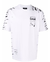 T-shirt à col rond imprimé blanc et noir Mauna Kea