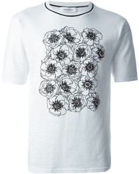 T-shirt à col rond imprimé blanc et noir Mauro Grifoni