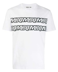 T-shirt à col rond imprimé blanc et noir McQ Alexander McQueen