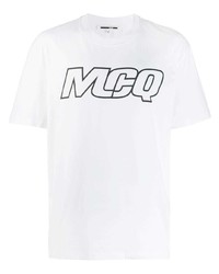 T-shirt à col rond imprimé blanc et noir McQ Alexander McQueen