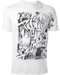 T-shirt à col rond imprimé blanc et noir McQ by Alexander McQueen