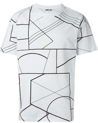 T-shirt à col rond imprimé blanc et noir McQ by Alexander McQueen