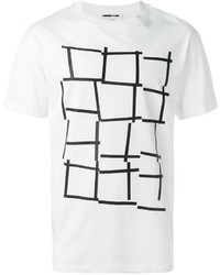 T-shirt à col rond imprimé blanc et noir McQ by Alexander McQueen