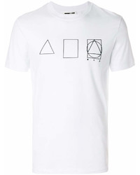 T-shirt à col rond imprimé blanc et noir McQ