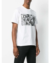 T-shirt à col rond imprimé blanc et noir Cav Empt