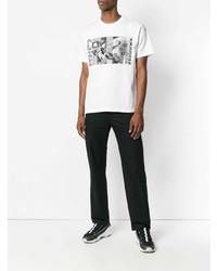 T-shirt à col rond imprimé blanc et noir Cav Empt