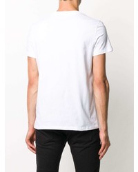 T-shirt à col rond imprimé blanc et noir Balmain