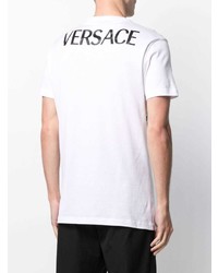 T-shirt à col rond imprimé blanc et noir Versace