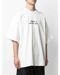 T-shirt à col rond imprimé blanc et noir Oamc