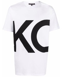 T-shirt à col rond imprimé blanc et noir Michael Kors
