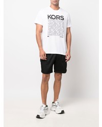 T-shirt à col rond imprimé blanc et noir Michael Kors