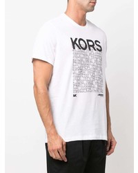 T-shirt à col rond imprimé blanc et noir Michael Kors