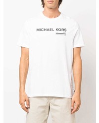 T-shirt à col rond imprimé blanc et noir Michael Kors