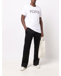 T-shirt à col rond imprimé blanc et noir Michael Kors