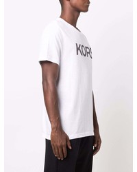 T-shirt à col rond imprimé blanc et noir Michael Kors