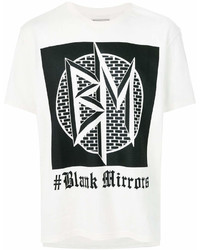 T-shirt à col rond imprimé blanc et noir Miharayasuhiro