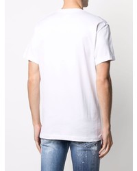 T-shirt à col rond imprimé blanc et noir DSQUARED2