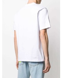 T-shirt à col rond imprimé blanc et noir MSGM