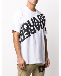 T-shirt à col rond imprimé blanc et noir DSQUARED2