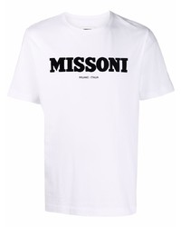 T-shirt à col rond imprimé blanc et noir Missoni