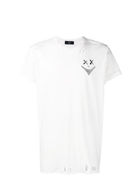 T-shirt à col rond imprimé blanc et noir Mjb