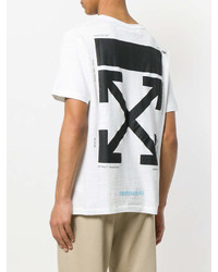 T-shirt à col rond imprimé blanc et noir Off-White