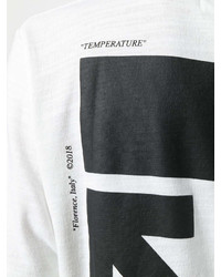 T-shirt à col rond imprimé blanc et noir Off-White