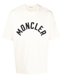 T-shirt à col rond imprimé blanc et noir MONCLE