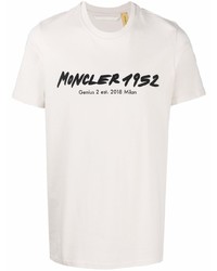 T-shirt à col rond imprimé blanc et noir Moncler Genius 1952