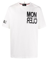 T-shirt à col rond imprimé blanc et noir MONCLER GRENOBLE